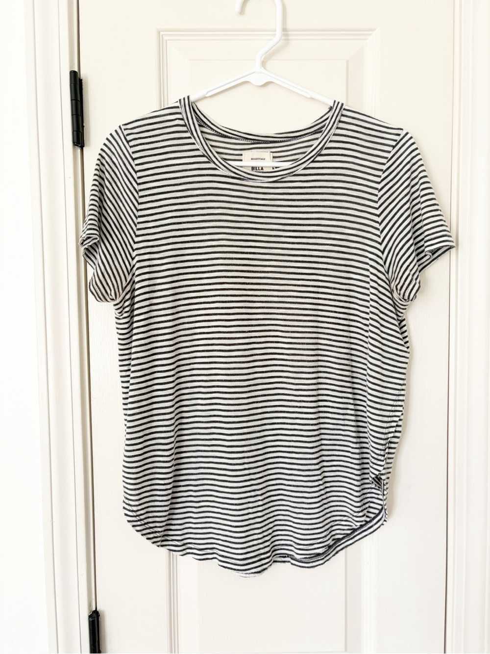 Billabong Black and White Striped Short Sleeve Tee